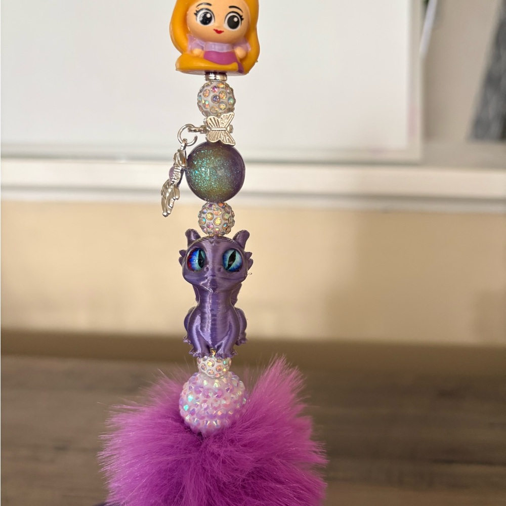 Handbeaded princess and dragon pen